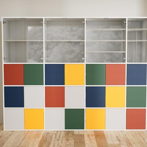 Schrankwand Kristallglas klar - Moderne Wohnwand: Türen in Kristallglas klar - Hochwertige Materialien - 264 x 194 x 47 cm, Konfigurator