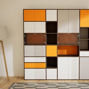 Schrankwand Weiß - Moderne Wohnwand: Schubladen in Weiß & Türen in Weiß - Hochwertige Materialien - 228 x 232 x 47 cm, Konfigurator