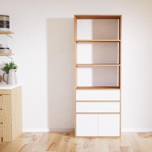 Schrankwand Weiß - Moderne Wohnwand: Schubladen in Weiß & Türen in Weiß - Hochwertige Materialien - 77 x 194 x 34 cm, Konfigurator