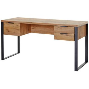 Schreibtisch, Eiche, Metall, 3 Schubladen, rechteckig, Kufe, Flachrohr, 60x76.2x152.4 cm, Stauraum, in verschiedenen Holz-Dekoren erhältlich, Arbeitszimmer, Schreibtische, Bürotische