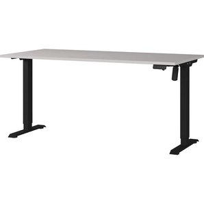 Schreibtisch GERMANIA Boras, elektrisch höhenverstellbar Tische Gr. B/H/T: 160cm x 120cm x 80cm, elektrisch höhenverstellbar, beige (kaschmir/schwarz + schwarz kaschmir) Breite 120140160 cm, Metallgestell, Made in Germany