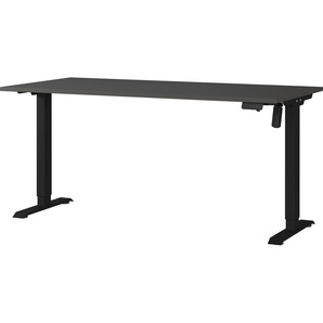 Schreibtisch GERMANIA Boras, elektrisch höhenverstellbar Tische Gr. B/H/T: 160cm x 120cm x 80cm, elektrisch höhenverstellbar, grau (graphit + schwarz graphit) Breite 120140160 cm, Metallgestell, Made in Germany