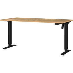 Schreibtisch GERMANIA Boras, elektrisch höhenverstellbar Tische Gr. B/H/T: 160cm x 120cm x 80cm, elektrisch höhenverstellbar, braun (navarra-eiche-nb./schwarz + schwarz navarra-eiche-nb.) Breite 120140160 cm, Metallgestell, Made in Germany