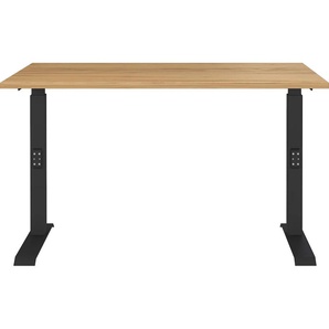 Schreibtisch GERMANIA Downey, mechanisch höhenverstellbar Tische Gr. B/H/T: 120cm x 91cm x 80cm, braun (navarra-eiche-nb./schwarz + schwarz navarra-eiche-nb.) moderne Farbvariationen, Breite 120140160180 cm, Made in Germany