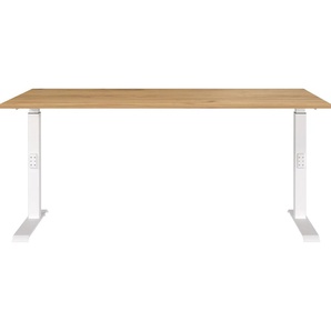 Schreibtisch GERMANIA Downey, mechanisch höhenverstellbar Tische Gr. B/H/T: 160 cm x 91 cm x 80 cm, weiß (navarra, eiche, nachbildung, weiß, navarra, nachbildung) Schreibtische moderne Farbvariationen, Breite 120140160180 cm, Made in Germany