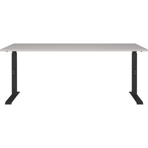 Schreibtisch GERMANIA Downey, mechanisch höhenverstellbar Tische Gr. B/H/T: 180 cm x 91 cm x 80 cm, beige (kaschmir, schwarz, kaschmir) Schreibtische moderne Farbvariationen, Breite 120140160180 cm, Made in Germany