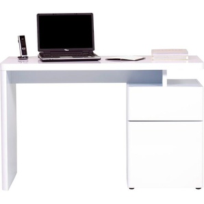 Schreibtisch JAHNKE CU-LIBRE 120 Tische Gr. B/H/T: 120cm x 76cm x 55cm, weiß (hochglanz + hochglanz weiß) platzsparender Arbeitsplatz