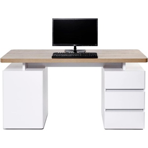 Schreibtisch JAHNKE CU-LIBRE C 250 Tische Gr. B/H/T: 150cm x 75,5cm x 55cm, braun (riviera eiche/matt weiß + riviera eiche) wechselseitig montierbar