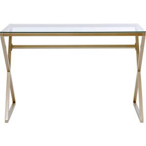 Schreibtisch JAHNKE XTRA Tische Gr. B/H/T: 110 cm x 72 cm x 50 cm, Klarglas/Gold, goldfarben (klarglas, gold, goldfarben, klarglas) Schreibtische Schreib-, Schmink-, Konsolentisch, Oberplatte aus ESG-Sicherheitsglas