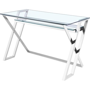 Schreibtisch LEONIQUE Harvey Tische grau (chromfarben) Schreibtische Chrom und Glas, auch als Schminktisch oder Konsolentisch geeignet