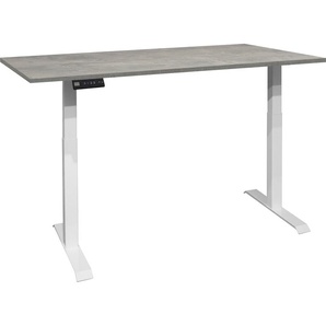 Schreibtisch MÄUSBACHER Big System Office Tische Gr. B: 120cm, grau (weiß matt / beton + weiß beton) Breite 120 cm, elektrisch höhenverstellbar