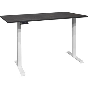 Schreibtisch MÄUSBACHER Big System Office Tische Gr. B: 120 cm, schwarz-weiß (weiß matt, schwarzstahl, weiß schwarzstahl) Schreibtische Breite 120 cm, elektrisch höhenverstellbar