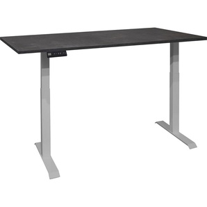 Schreibtisch MÄUSBACHER Big System Office Tische Gr. B: 120 cm, silberfarben (silber, schwarzstahl, silber, schwarzstahl) Schreibtische Breite 120 cm, elektrisch höhenverstellbar