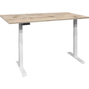 Schreibtisch MÄUSBACHER Big System Office Tische Gr. B: 120cm, weiß (weiß matt / sandeiche + sandeiche) Breite 120 cm, elektrisch höhenverstellbar