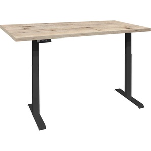 Schreibtisch MÄUSBACHER Big System Office Tische Gr. B: 140cm, schwarz (schwarz matt / sandeiche + sandeiche) Breite 140 cm, elektrisch höhenverstellbar