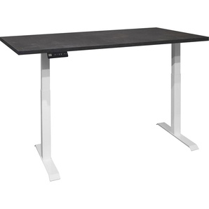 Schreibtisch MÄUSBACHER Big System Office Tische Gr. B: 140 cm, schwarz-weiß (weiß matt, schwarzstahl, weiß schwarzstahl) Schreibtische Breite 140 cm, elektrisch höhenverstellbar