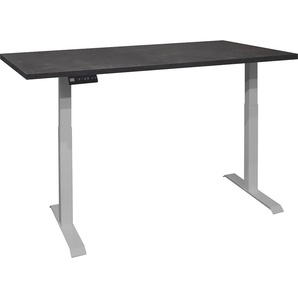 Schreibtisch MÄUSBACHER Big System Office Tische Gr. B: 140 cm, silberfarben (silber, schwarzstahl, silber, schwarzstahl) Schreibtische Breite 140 cm, elektrisch höhenverstellbar