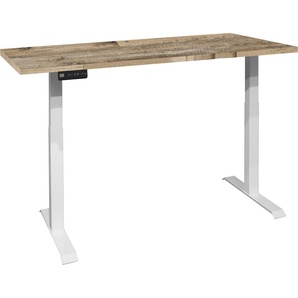 Schreibtisch MÄUSBACHER Big System Office Tische Gr. B: 140cm, weiß (weiß matt / drift wood + wood) Breite 140 cm, elektrisch höhenverstellbar