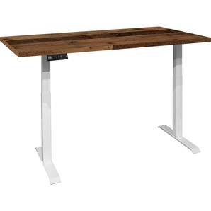 Schreibtisch MÄUSBACHER Big System Office Tische Gr. B: 140cm, weiß (weiß matt / texas oak + oak) Breite 140 cm, elektrisch höhenverstellbar