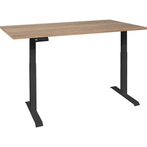 Schreibtisch MÄUSBACHER Big System Office Tische Gr. B: 160cm, schwarz (schwarz matt / eiche sägerau + sägerau) Breite 160 cm, elektrisch höhenverstellbar