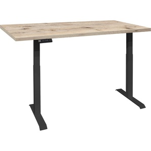 Schreibtisch MÄUSBACHER Big System Office Tische Gr. B: 160 cm, schwarz (schwarz matt, sandeiche, sandeiche) Schreibtische Breite 160 cm, elektrisch höhenverstellbar