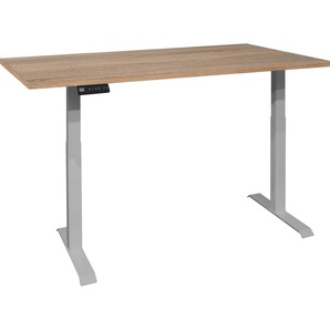 Schreibtisch MÄUSBACHER Big System Office Tische Gr. B: 160 cm, silberfarben (silber, eiche sägerau, silber, sägerau) Schreibtische Breite 160 cm, elektrisch höhenverstellbar