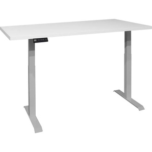 Schreibtisch MÄUSBACHER Big System Office Tische Gr. B: 160 cm, silberfarben (silber, weiß matt lack, silber, lack) Schreibtische Breite 160 cm, elektrisch höhenverstellbar