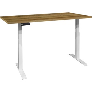 Schreibtisch MÄUSBACHER Big System Office Tische Gr. B: 180cm, beige (weiß matt / grandson oak + weiß oak) Breite 180 cm, elektrisch höhenverstellbar