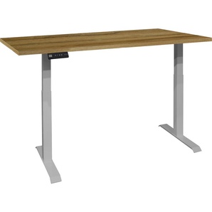 Schreibtisch MÄUSBACHER Big System Office Tische Gr. B: 180cm, silberfarben (silber / grandson oak + silber oak) Breite 180 cm, elektrisch höhenverstellbar