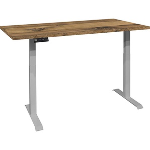 Schreibtisch MÄUSBACHER Big System Office Tische Gr. B: 180 cm, silberfarben (silber, plankeneiche, silber, plankeneiche) Schreibtische Breite 180 cm, elektrisch höhenverstellbar