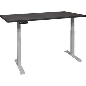 Schreibtisch MÄUSBACHER Big System Office Tische Gr. B: 180 cm, silberfarben (silber, schwarzstahl, silber, schwarzstahl) Schreibtische Breite 180 cm, elektrisch höhenverstellbar