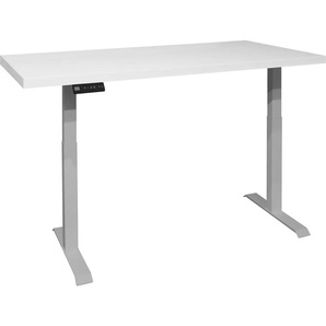 Schreibtisch MÄUSBACHER Big System Office Tische Gr. B: 180cm, silberfarben (silber / weiß matt lack + silber lack) Breite 180 cm, elektrisch höhenverstellbar