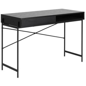 Schreibtisch, Schwarz, Metall, Holzwerkstoff, 110x50x75 cm, Reach, Arbeitszimmer, Schreibtische, Bürotische