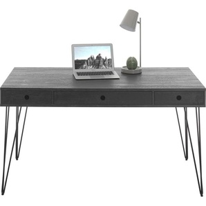 Schreibtisch SET ONE BY MUSTERRING chicago Tische Gr. B/H/T: 140cm x 78cm x 70cm, schwarz (flamed wood black + flamed black) mit 3 Schubladen, Breite 140 cm