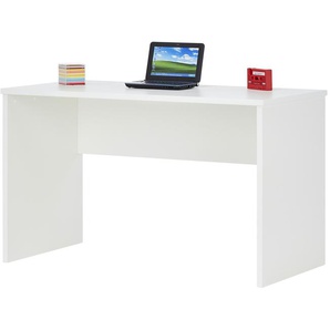 Schreibtisch - weiß - Materialmix - 125 cm - 75 cm - 65 cm | Möbel Kraft