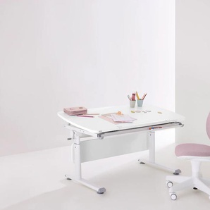 Schreibtischstuhl PAIDI JOOKI S Stühle Gr. B/H/T: 44 cm x 100 cm x 52 cm, Microfaser meliert, Kunststoff, rosa (dunkelrosa, weiß, weiß) Drehstühle ergonomisch mitwachsend