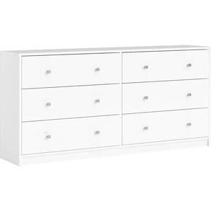 Schubkastenkommode HOME AFFAIRE May, Aufbewahrung, Schubladenschrank, Stauraum, weiß, B:143,1cm H:68,3cm T:31,7cm, Spanplatte, Sideboards, mit 6 Schubladen, Knopfgriffen,Tiefe von 30 cm, Breite 143 cm