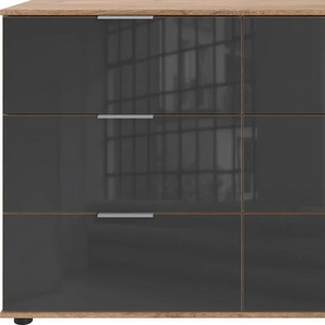 Schubkastenkommode WIMEX Easy Sideboards Gr. B/H/T: 130 cm x 83 cm x 41 cm, 6, grau (plankeneichefarben, grauglas) Schubladenkommoden mit Glas- oder Spiegelfront
