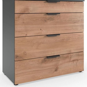 Schubkastenkommode WIMEX Level by fresh to go Sideboards Gr. B/H/T: 81cm x 84cm x 41cm, 4 St., schwarz (front plankeneiche nachbildung/ korpus graphit) 4 Schubladen mit soft-close Funktion, 81cm breit, 84cm hoch