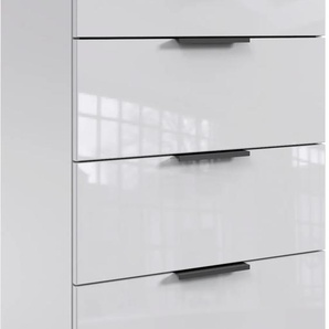 Schubkastenkommode WIMEX Level36 black C by fresh to go Sideboards Gr. B/H/T: 54cm x 84cm x 41cm, 4 St., weiß (weiß/ glas weiß) mit Glaselementen auf der Front, soft-close Funktion, 54cm breit