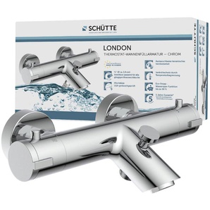 Schütte Wannenarmatur London Thermostat, Mischbatterie Badewanne, Wasserhahn Bad, Wannenarmatur