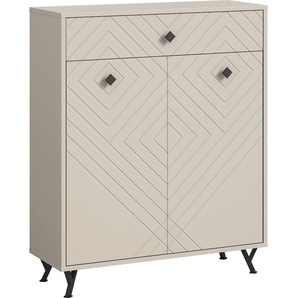 Schuhkommode INOSIGN Mento Sideboards Gr. B/H/T: 80cm x 100cm x 35cm,, beige (sandbeige) Kommode mit Ornamentfräsung, Schrank, Anrichte, Garderobe, Flur,Diele