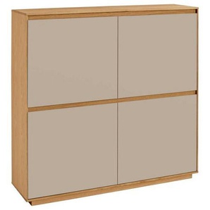 Xxxl Schuhschrank, Sand, Eiche Bianco, Holzwerkstoff, Eiche, teilmassiv, 8 Fächer, 127x124x37 cm, Goldenes M, Made in Germany, DGM-Klimapakt, Typenauswahl, Beimöbel erhältlich, Garderobe, Schuhaufbewahrung, Schuhschränke