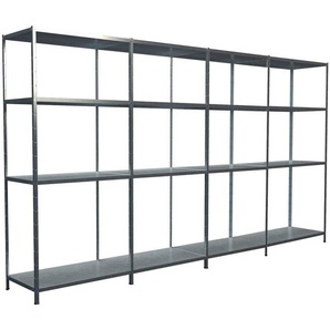 SCHULTE Regalwelt Steckregal Stecksystem Grund- und 3x Anbauregale, Metall verzinkt, 1800x3800x500 mm, 16 Böden