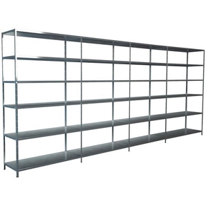 SCHULTE Regalwelt Steckregal Stecksystem Grund- und 3x Anbauregale, Metall verzinkt, 2300x3800x350 mm, 24 Böden