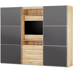 Schwebetürenschrank, 2-türig - grau - Materialmix - 300 cm - 236 cm - 65 cm | Möbel Kraft