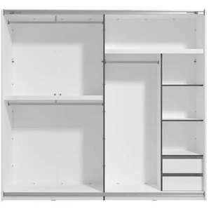 Schwebetürenschrank HOME AFFAIRE Belfort, Kleiderschrank mit Spiegel, 3verschiedene Ausstattungen innen Schränke Gr. B/H/T: 220 cm x 205 cm x 61 cm, Comfort, 2 St., Komplettausführung, weiß (cashmere) 2 Schiebetüren, 220x61x205cm FSC-zertifiziert,