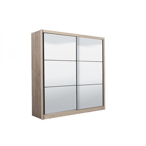 Schwebetürenschrank INOSIGN Navara Kleiderschrank mit Spiegel Wäscheschrank Schränke Gr. B/H/T: 213,5cm x 61cm x 215,5cm, 213,5 mit 2 Spiegel, 2 St., Komplettausführung, grau (grau eiche) mit kompletter Spiegelfront, FSC-zertifiziert, 213,5x215,5x61cm