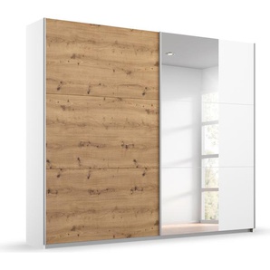 Schwebetürenschrank RAUCH Kleiderschrank Garderobe TOPSELLER AURELIO mit 3 Ausstattungsvarianten Schränke Gr. B/H/T: 261cm x 210cm x 59cm, BASIC, 2 St., weiß (alpinweiß/eiche artisan) 3 verschiedene Ausstattungsvarianten Griffe aus Metall MADE IN GERMANY