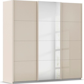 Schwebetürenschrank RAUCH Kleiderschrank Kleiderschränke Schrank Garderobe AGORDO mit Glasfront Schränke Gr. B/H/T: 203cm x 210cm x 62cm, 3 St., beige (champagner/glas champagner) durchdachte Innenausstattung, in 4 Breiten und 2 Höhen MADE IN GERMANY